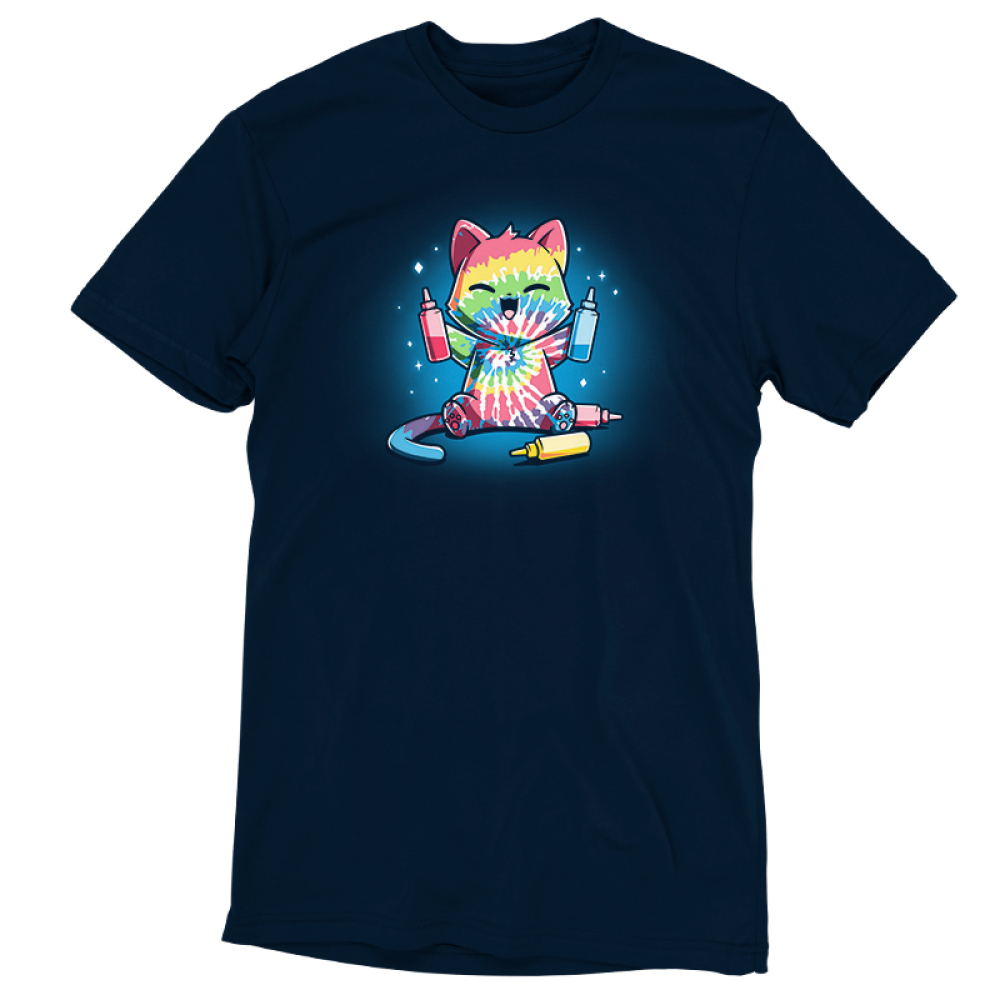 rainbow tie dye cat shirt